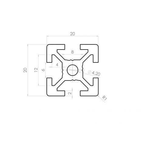 Aluminium Profile 20x20 6mm Slot Systéal