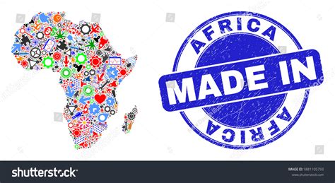 Industrial Mosaic Africa Map Made Grunge Stock Vector Royalty Free