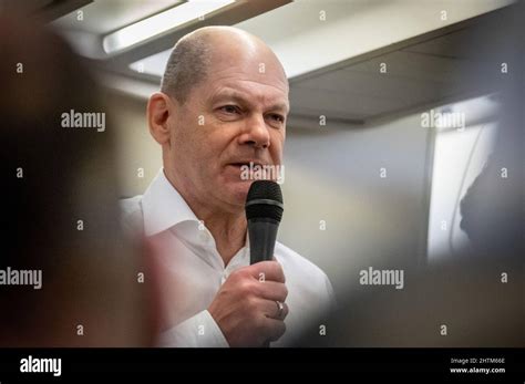 Berlin Deutschland M Rz Bundeskanzler Olaf Scholz Spricht