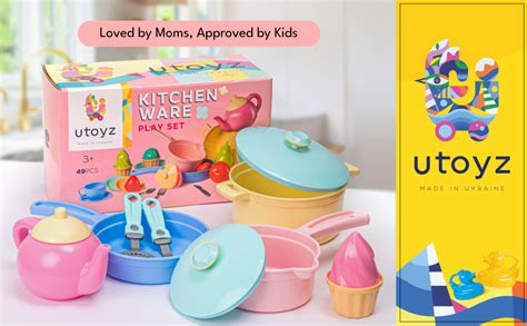 Technok Kids Play Kitchen Accessories 49 Pcs Play Dishes Cookware Set