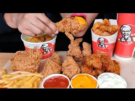 Asmr Eating Kfc Chicken Hot Crispy Popcorn Chicken Hot Wings 5100 Hot