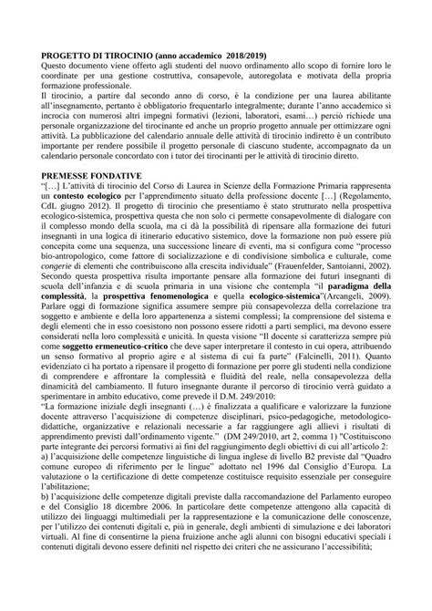 Pdf Progetto Di Tirocinio Anno Accademico Essere