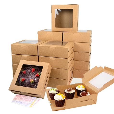 Buy COLAZ Bakery Boxes With Window 8 X 8 X 2 7 Inches 20 Packs Kraft