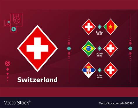 Switzerland National Team Schedule Matches Vector Image