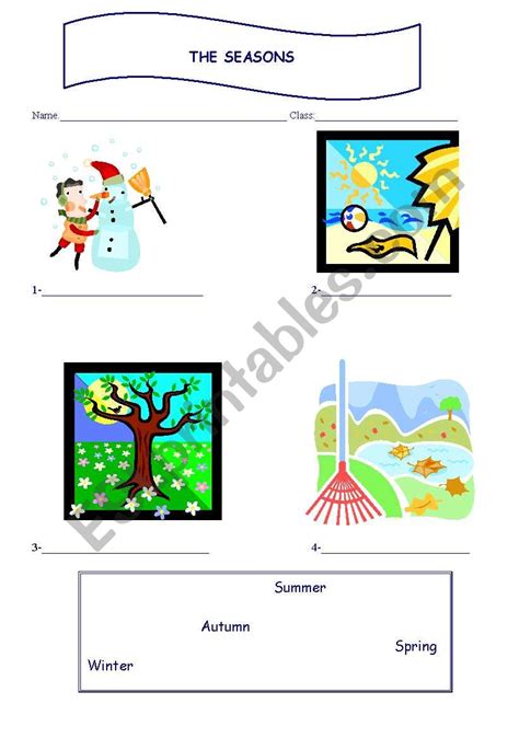 Seasons - ESL worksheet by soniavicsousa