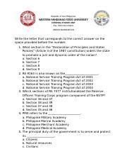 Nstp Prelim Docx Republic Of The Philippines Western Mindanao State