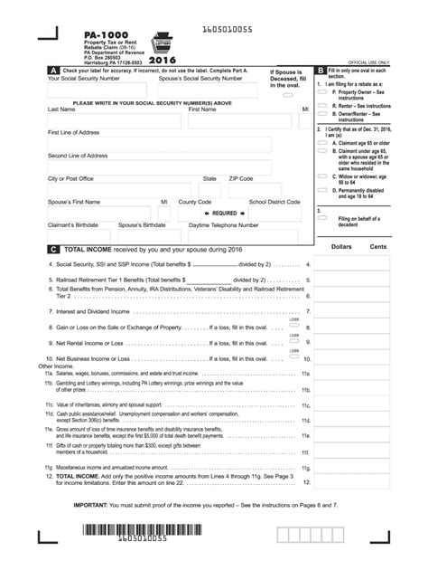 Property Tax Or Rent Rebate Claim Pa Formspublications Fill Out