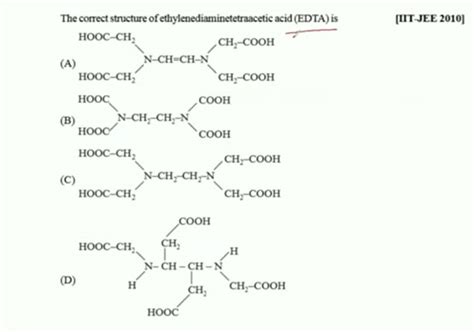 The Correct Structure Of Ethylenediaminetetraacetic Acid Edta Is Iitje