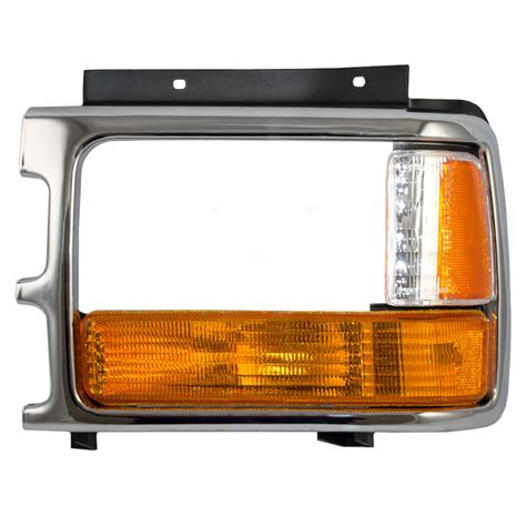 91 96 Dodge Dakota Pickup Truck Drivers Chrome Headlight Bezel With Front Park Signal Marker