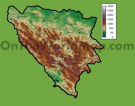 Bosnia And Herzegovina Physical Map Republika Srpska Open Street Map