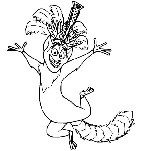 King Julien Jumping Coloring Page Free Printable Coloring Pages