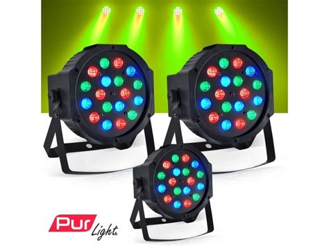 Jeux de lumière 3 projecteurs dj light par à led 18x1w rgb pur light