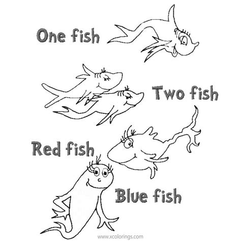 Two Fish And One Fish With The Words Red Fish Two Fish Blue Fish On Them