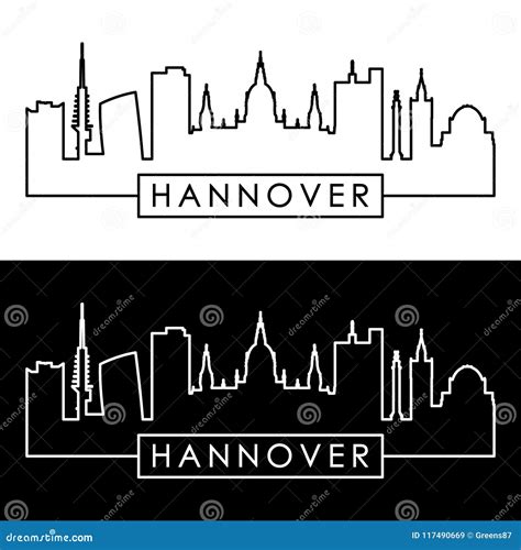 Hannover Skyline And Landmarks Silhouette Vector Illustration