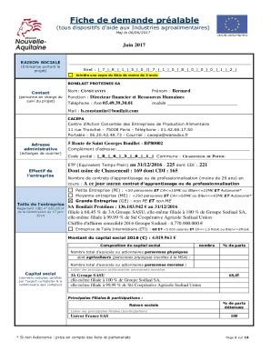Fillable Online Fiche De Demande Pralable Fax Email Print Pdffiller
