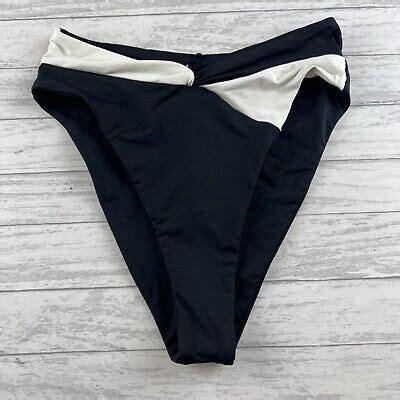 Lspace Womens Bikini Bottoms Color Block Nancy Lee Bitsy Black Cream