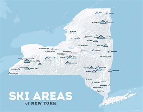 New York Ski Resorts Map 11x14 Print Etsy