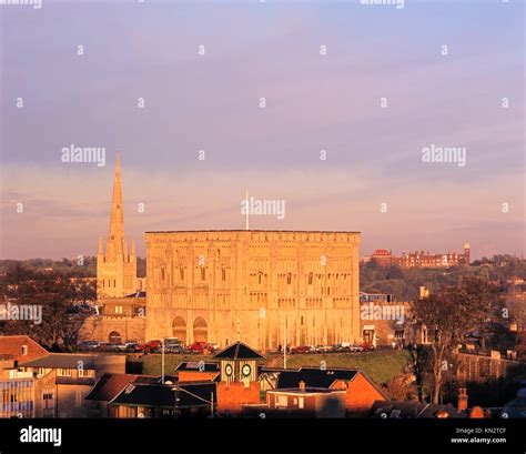 Norwich city skyline, Norwich castle and cathedral, Norwich, Norfolk, England, United Kingdom ...