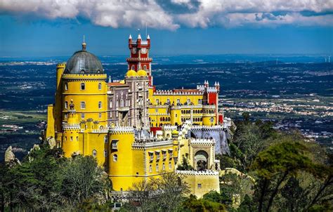 Wallpaper landscape, nature, castle, Portugal, The Pena Palace images for desktop, section город ...