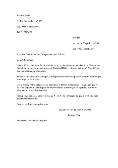 Modelo De Carta Para Reclamação - NAZAEDU