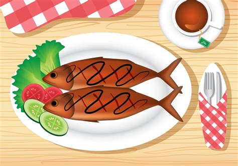 Plato De Pescado Frito Vector En Vecteezy