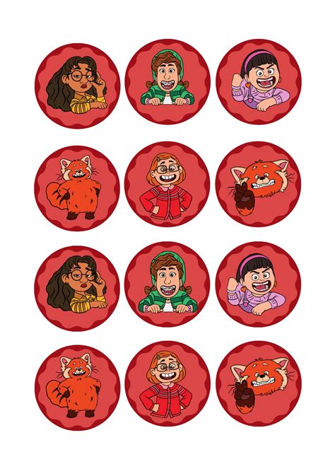 Printable Turning Red Cupcake Toppers Turning Red Movie Party Pixar