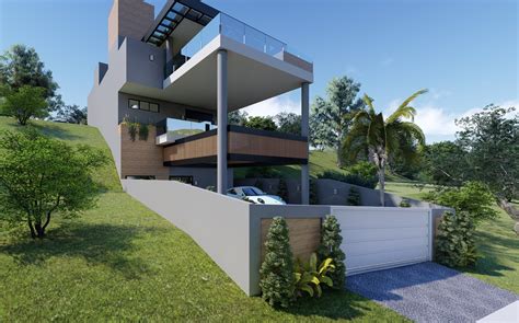 Triplex Estilo Contemporâneo em Terreno Declive de 350m