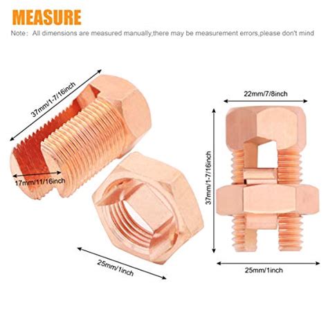 Kuejotty 10PCS Solid Copper Split Bolt Connector Ground Wire Clamp 6AWG