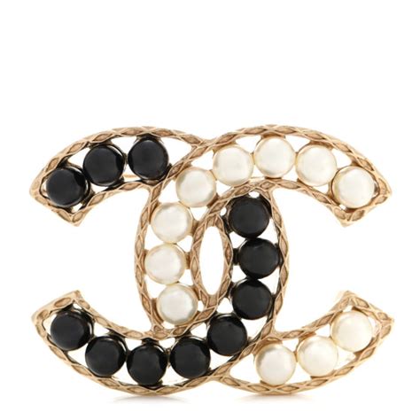 Chanel Pearl Cc Brooch Gold Black Fashionphile