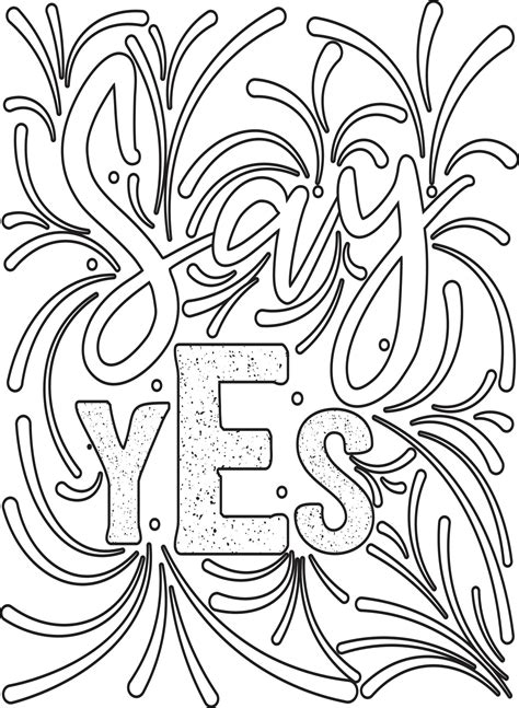 Say Yes Motivational Quotes Coloring Page Coloring Book Design