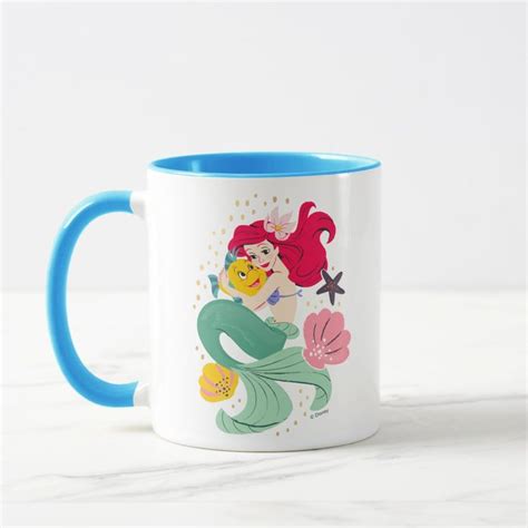 Princess Ariel Holding Flounder Illustration Mug Zazzle Disney Mugs