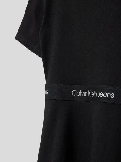 Calvin Klein Jeans Jurk Van Viscosemix Met Labelprint Model Punto In