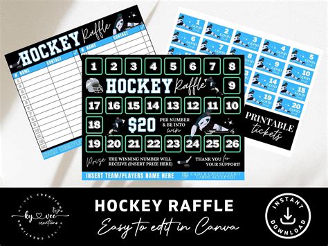 Hockey Fundraiser Printable Sports Team Raffle With Tickets Etsy