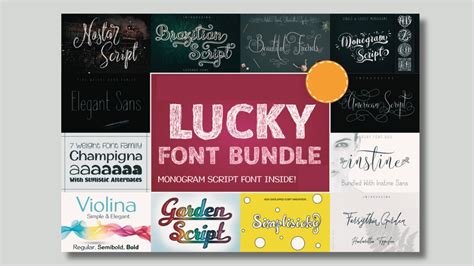 Lucky Font Bundle Canvas Svg Instant Digital Download Procreate Prints