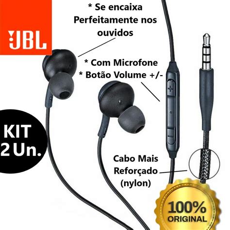 Kit 2 Fone De Ouvido Jbl Intra Auricular Microfone Fio Mais