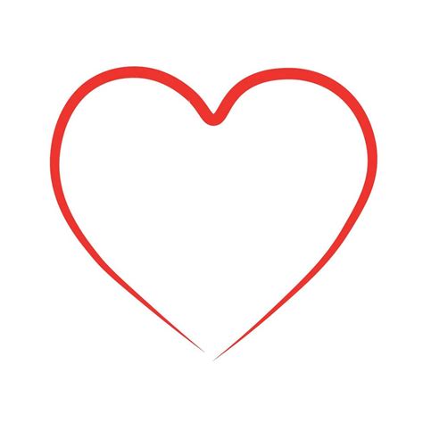 Red Heart Outline Hand Drawn Flat Vector Isolate On White