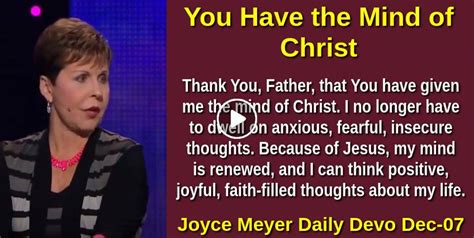 Joyce Meyer December 07 2022 Daily Devotional You Have The Mind Of