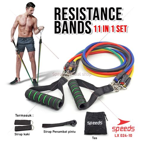 Jual SPEEDS Resistance Bands 11 In 1 Set Tali Pembantu Resistance Tube