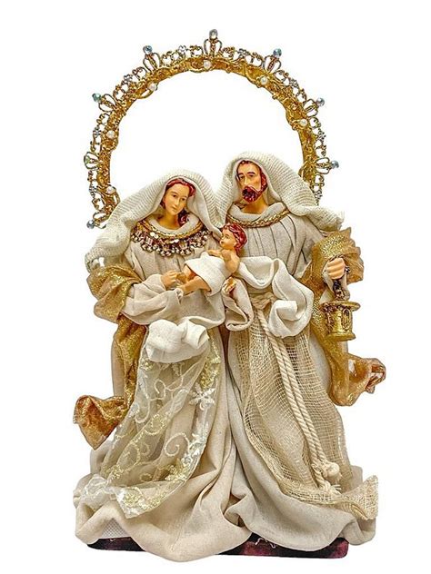 Sagrada Familia Decor Nude e Dourado em Resina e Tecido cm Raffaello Presentes e Decorações