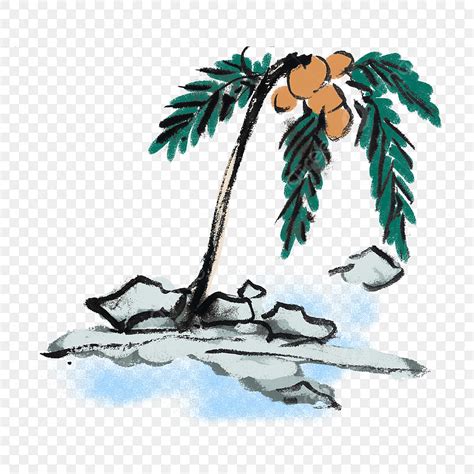 Summer Coconut Tree Hd Transparent Ink Summer Coconut Tree Hand Drawn