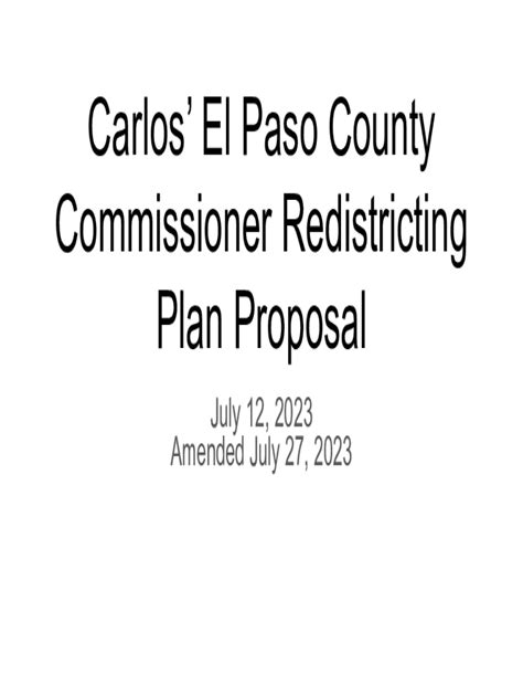 Fillable Online El Paso County Redistricting Commission Finalizes New