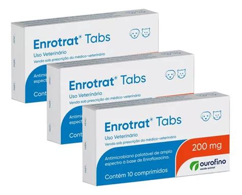 Kit 3 Enrotrat Tabs 200mg C 10 Comprimidos Ouro Fino Parcelamento