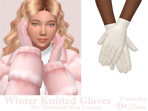 Sims 4 Winter Knitted Gloves Gloves Ring Category By Dissia