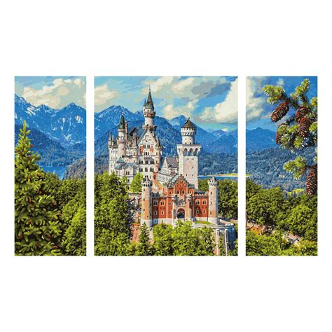 Kit Pictura Cu Numere Triptic Neuschwanstein Castle X Cm