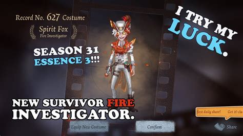 Identity V Season 31 Essence 3 New Survivor Florian Brand Spirit Fox Youtube