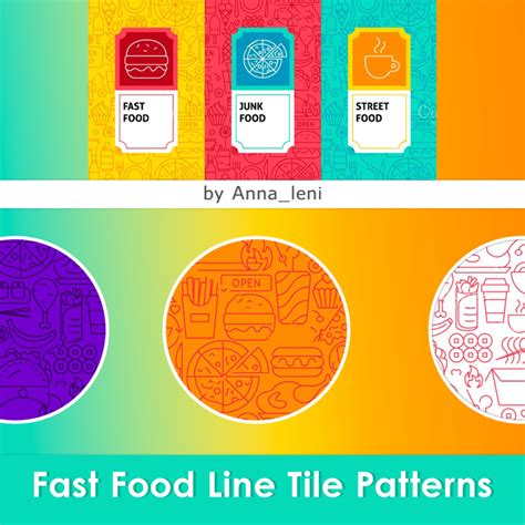 Fast Food Line Tile Patterns Masterbundles