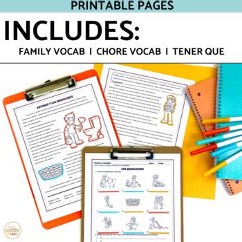 Tener Que And Quehaceres Spanish Chores Vocabulary Reading Story And