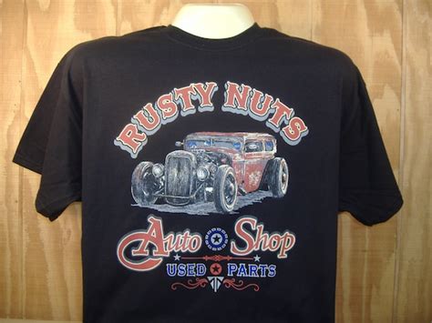 Rusty Nuts Auto Shop Rat Rod Hot Rod T Shirt Cotton Etsy