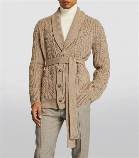 Mens Ralph Lauren Purple Label Beige Cashmere Shawl Collar Cardigan