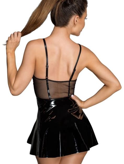 Fetish Kinky Vinyl Rits Jurk Noir Handmade Cocolamar Be